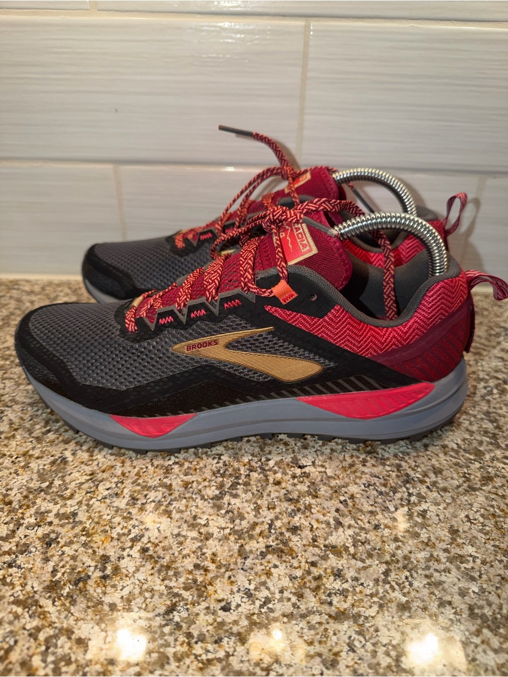 Brooks Women's Grey & Red Trail Running Shoes